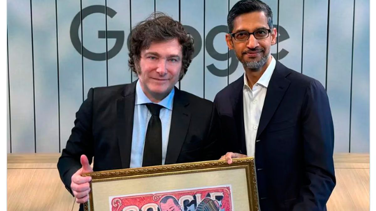 Javier Milei Fue Recibido Por El Ceo De Google Quien Le Dio Un Regalo