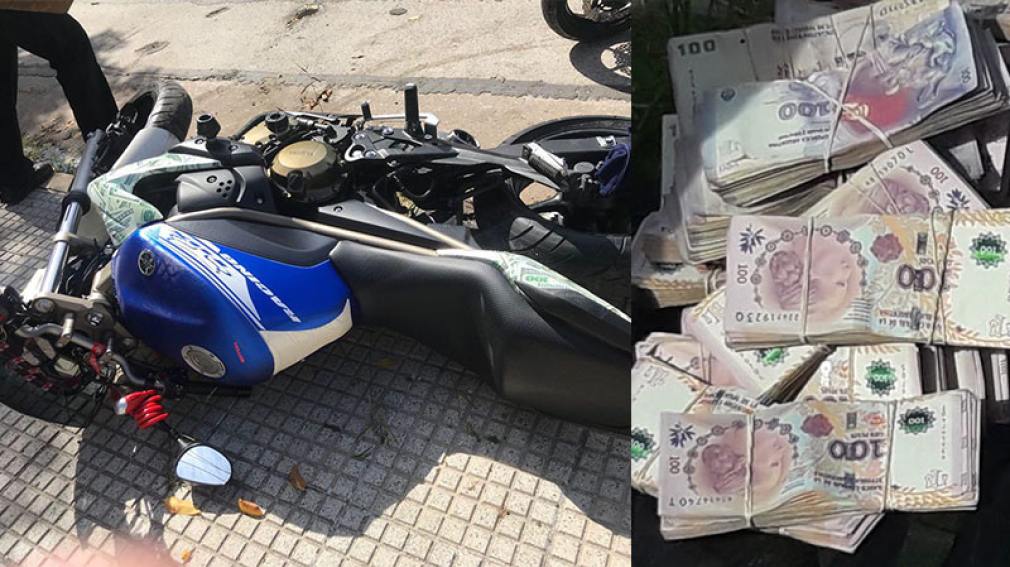 Motochorro escapó de la Policía tirando billetes al aire y lo detuvieron con $500.000