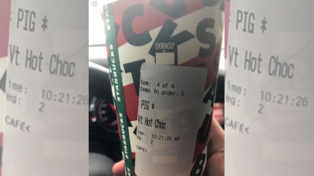 Policía pide un café en un Starbucks y se lo entregan bajo el nombre de “cerdo”