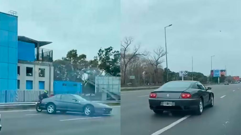 Una Ferrari radicada en Santiago del Estero hizo trompos a gran velocidad en plena avenida Lugones de Capital Federal
