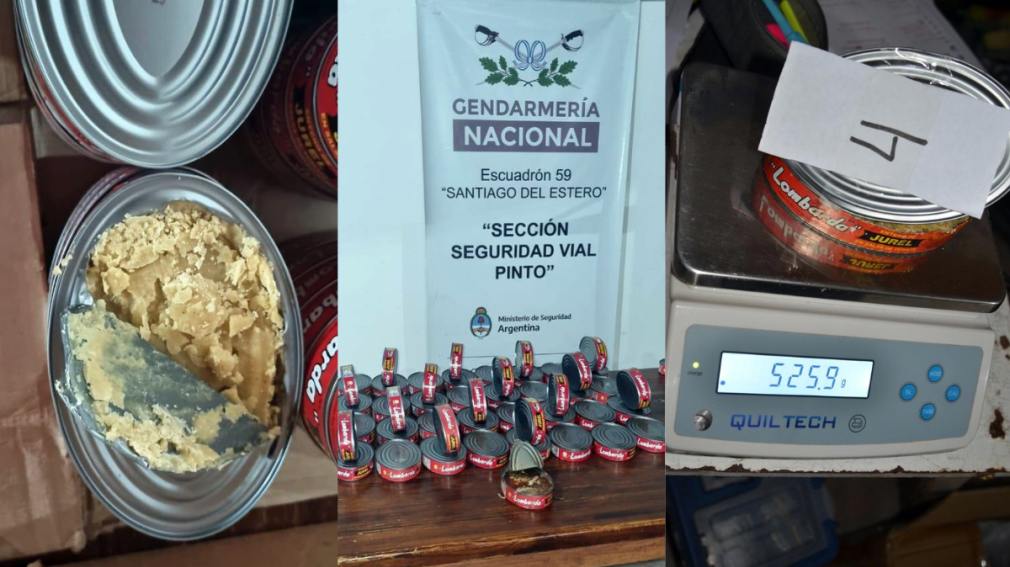 Detuvieron a cinco personas que intentaban ocultar 12 kilos de pasta base de cocaína en latas de pescado