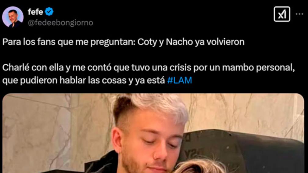 Reconciliados: Coty Romero y Nacho Castañares nuevamente juntos 