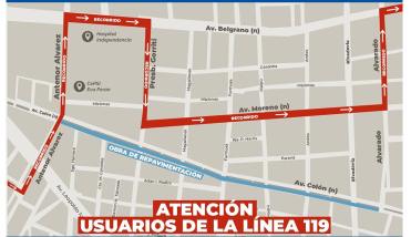 Modificarán recorrido línea 119 por obra de repavimentación en Avda. Colón