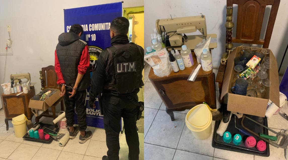 Transportaba diversos elementos, no pudo justificar su procedencia y fue detenido