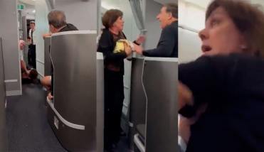 Gritos, escándalo y un tackle: un vuelo con destino a Nueva York volvió al aeropuerto por una pasajera violenta