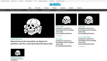 Hackearon la web del diario Ámbito con alusiones a la condena contra Cristina Kirchner