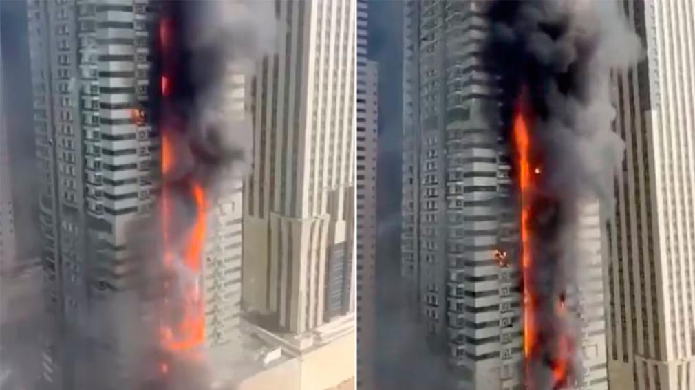 Pánico en Dubái: un incendio arrasó un rascacielos de 67 pisos y evacuaron a casi 4000 personas