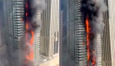 Pánico en Dubái: un incendio arrasó un rascacielos de 67 pisos y evacuaron a casi 4000 personas