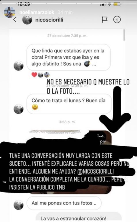 El chat de Noelia Marzol con su atrevido seguidor