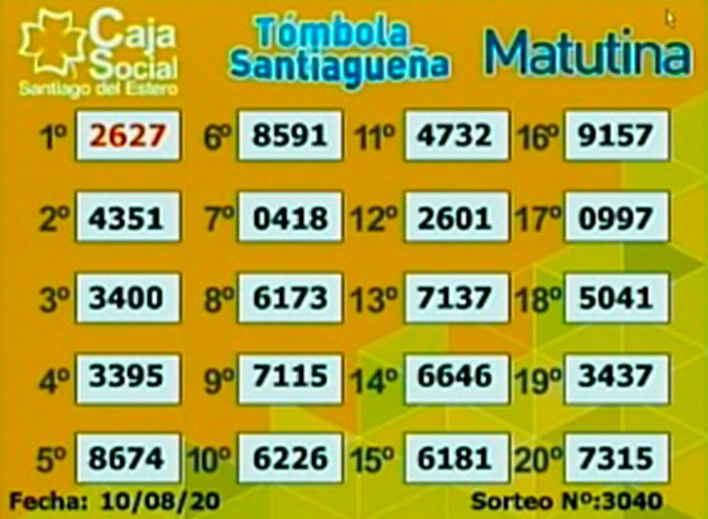 Los Numeros De Este Lunes 10 De La Tombola Santiaguena El Frontal