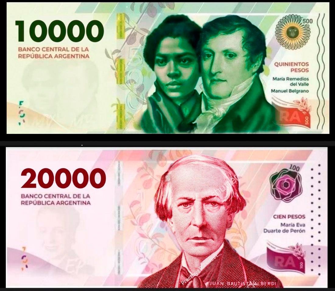 Billetes de $10.000 y $20.000 