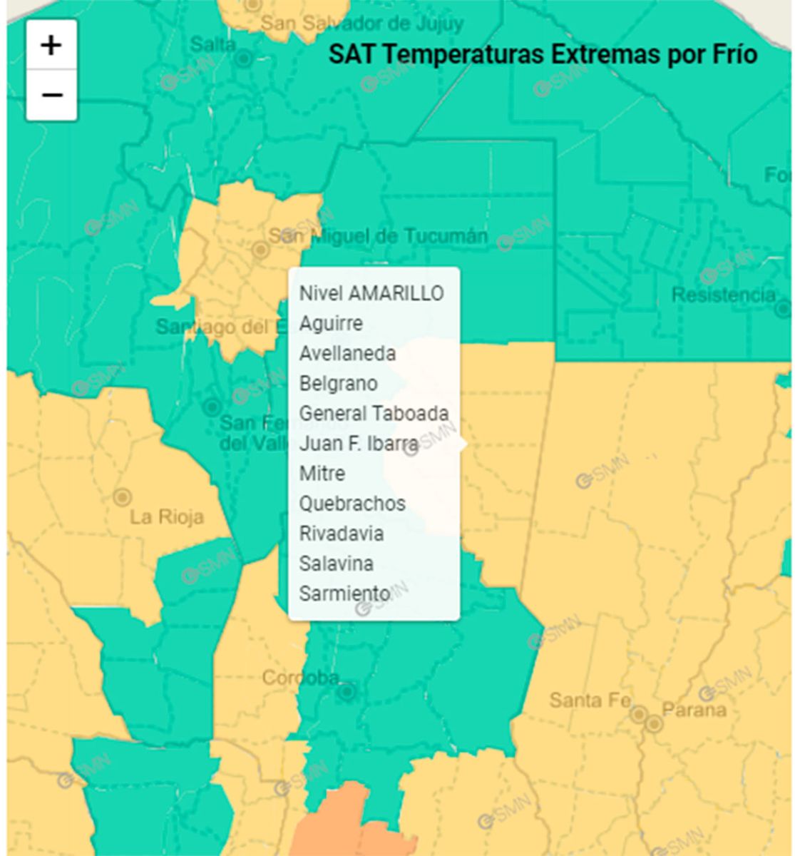 Departamentos afectados 