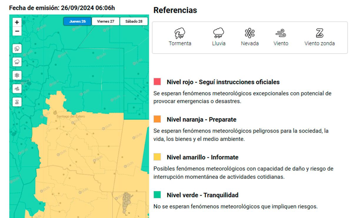 Alerta amarilla para gran parte de Santiago 