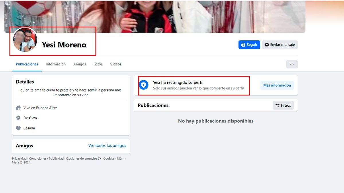 Yesi restringió su perfil 