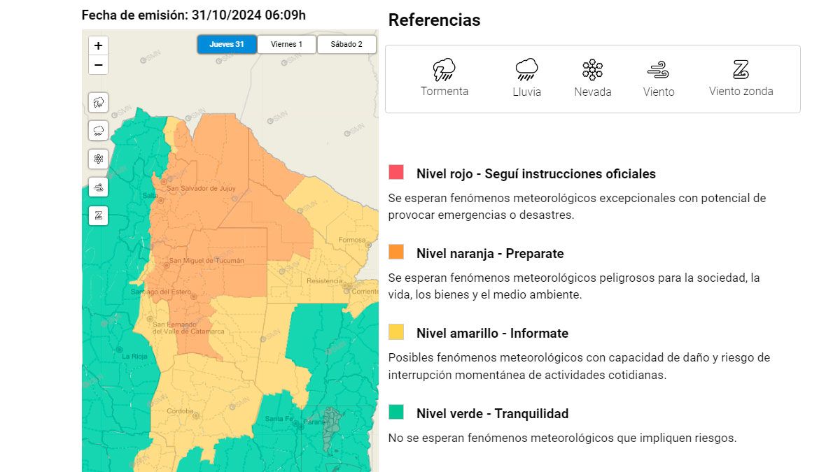 Alerta para Santiago del Estero 