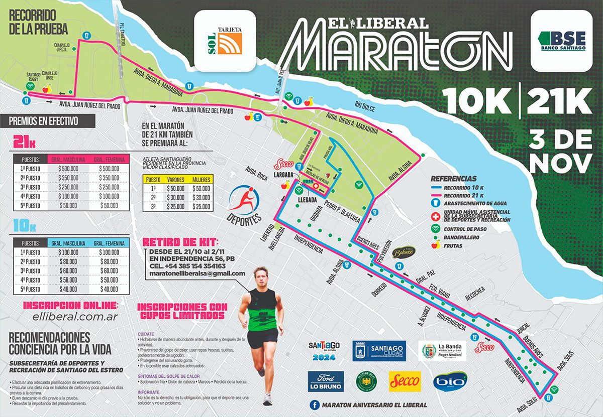 Así serán los recorridos de 10K y 21K del Maratón Diario EL LIBERAL 